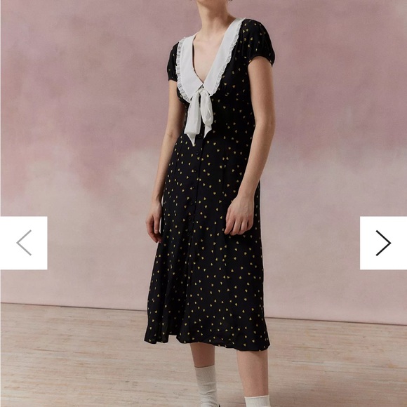 NEW Urban Outfitters Kimchi Blue Giovanna printed midi dress collared Large - Picture 1 of 10
